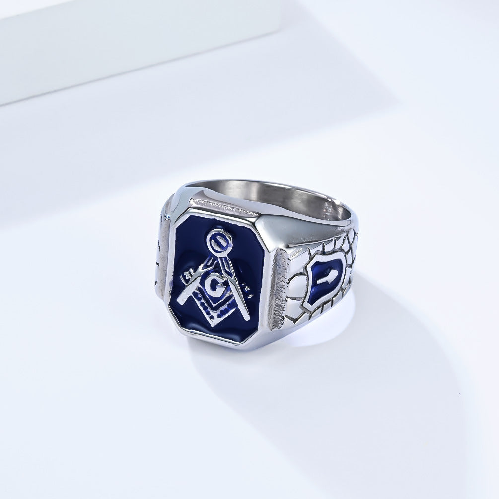 Planderful Masonic Ring for Men Titanium Steel Retro Style