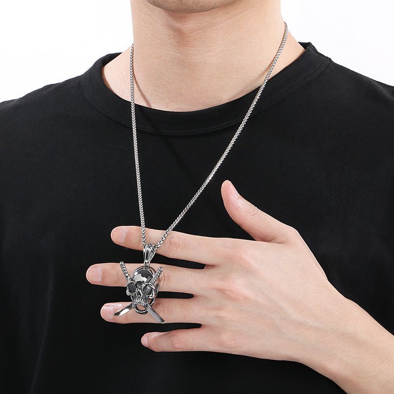 Pirates Of The Caribbean Film And Television, Punk Style Gothic Skull Titanium Steel Necklace