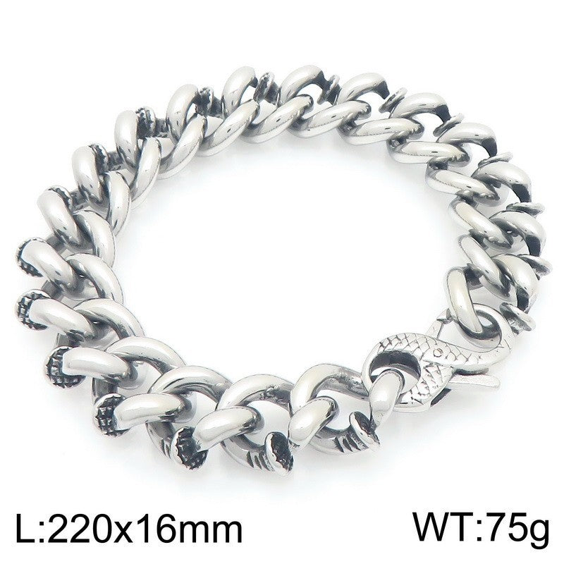 Nail – Punk Style Twist Point Rivet 8-Shaped Buckle Stainless Steel Men's Bracelet