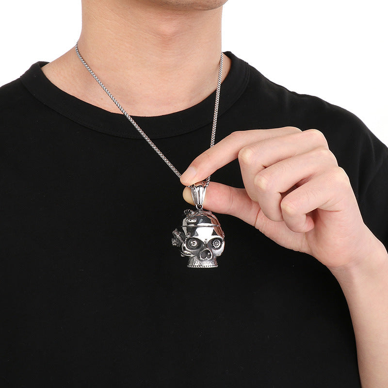 Planderful Skull Pendant Men Mechanical Pirate Necklace