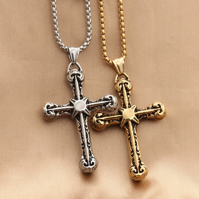 1. Planderful Everyday Genie Cross Necklace For Men Stainless Steel Titanium Hip Hop Style Gift