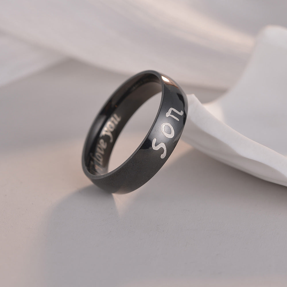 Family Love Steel Ring for Men - Dad Mom I Love You - Size 6-13 - Planderful Collection