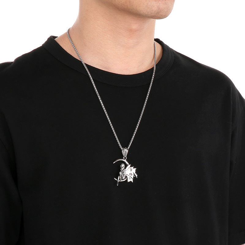 Planderful Retro Mens Titanium Steel Necklace Wings Pendant