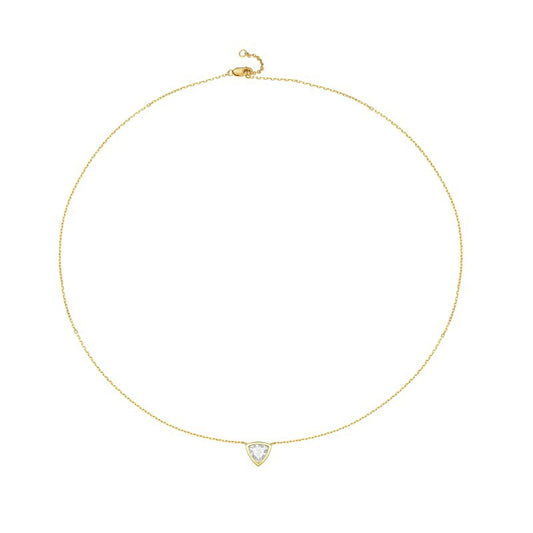 Planderful Moissanite Pendant 0.5ct Triangular Sparkling S925 Silver Gold Necklace For Women