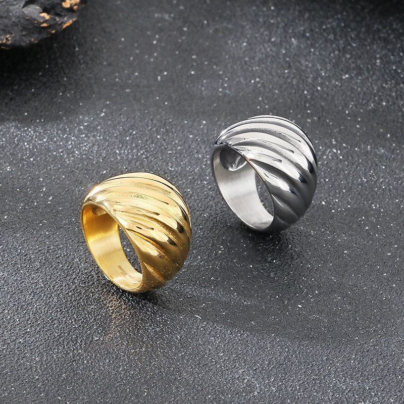 Planderful Mens Ring Twisted Stainless Steel Gold Plated