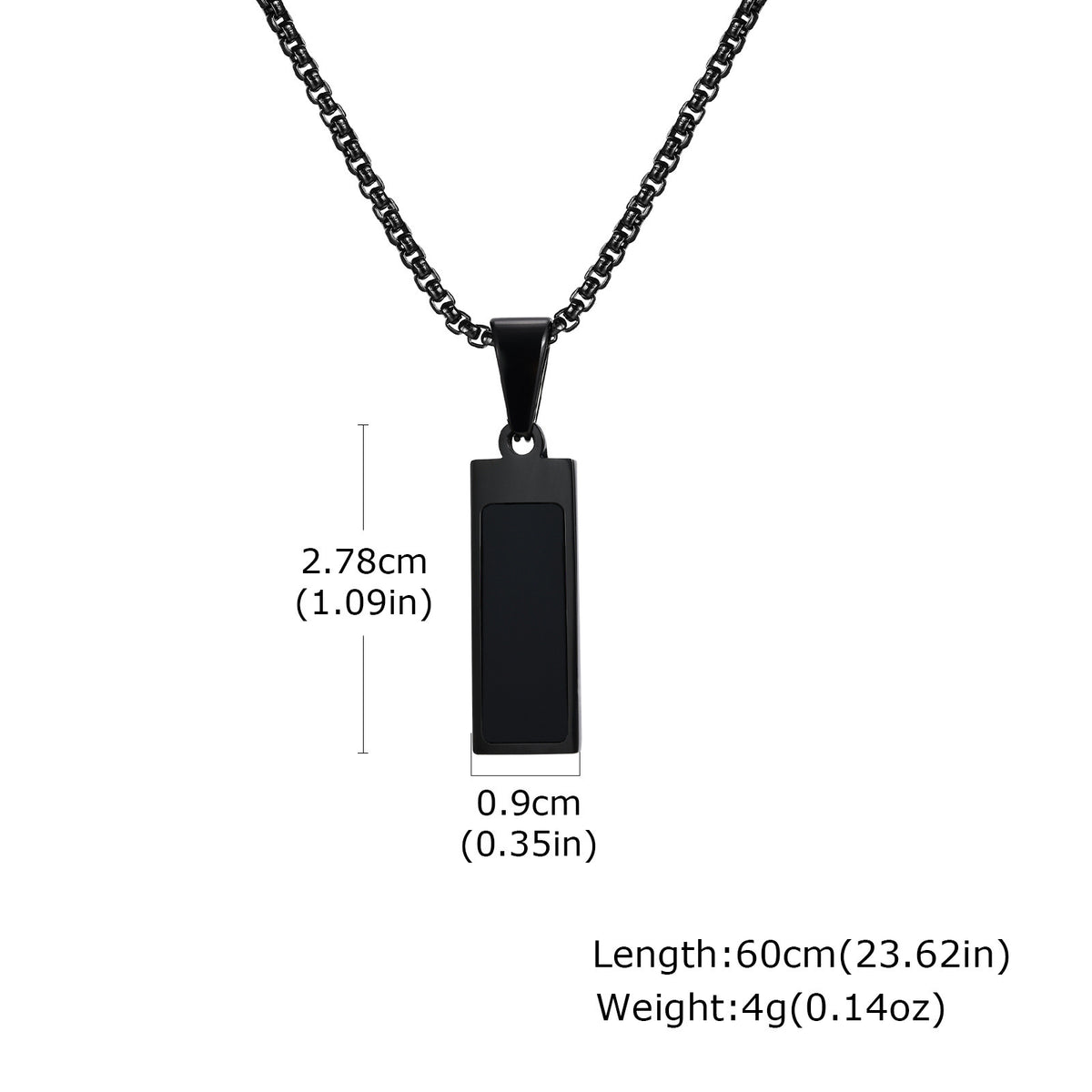Minimalist Bar Pendant — Black or Silver, Chain Optional