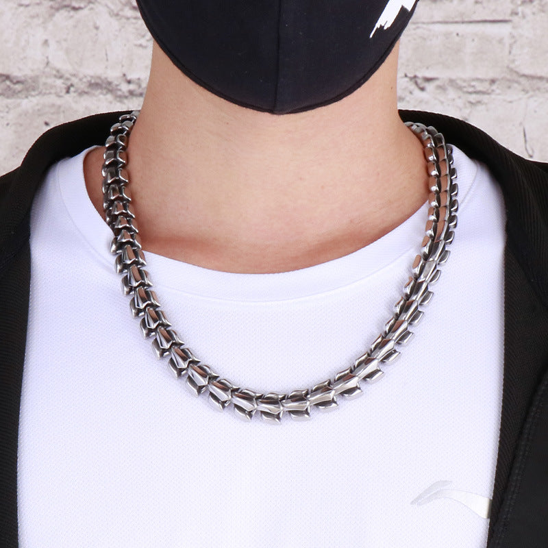 Men's Punk Style Titanium Steel Necklace - European and American Fashion Statement