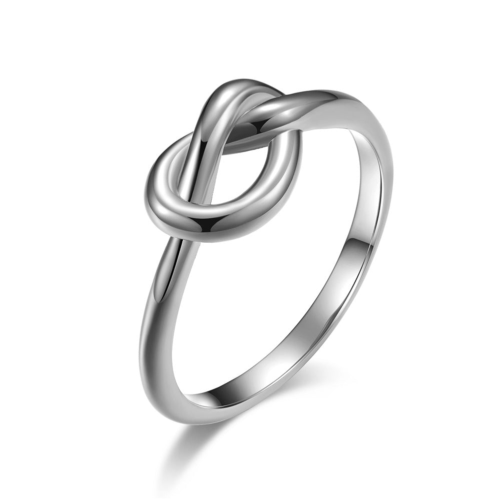 Steel Ring - Elegant Love Knot Stainless Steel Band For Proposals And Everyday Wear