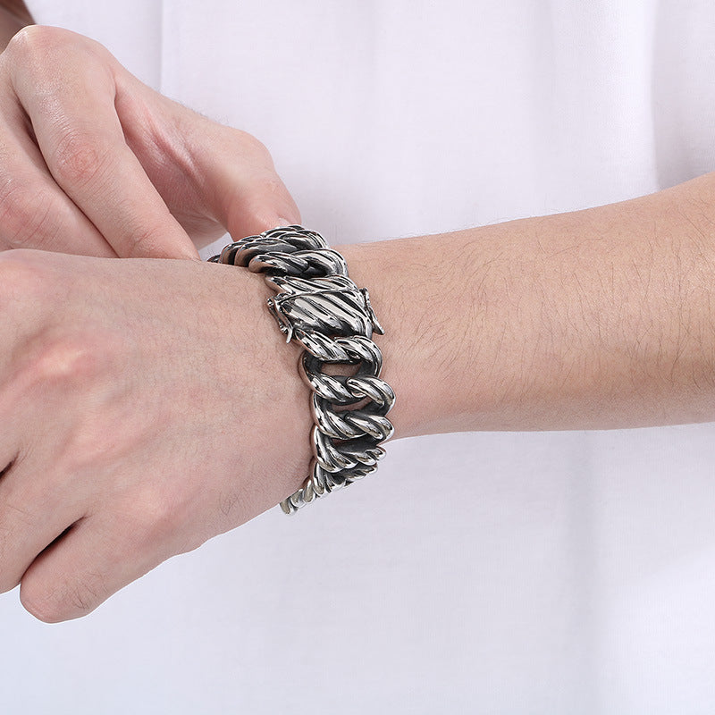 Planderful Dragon Beard Buckle Bracelet Cuban Chain Men