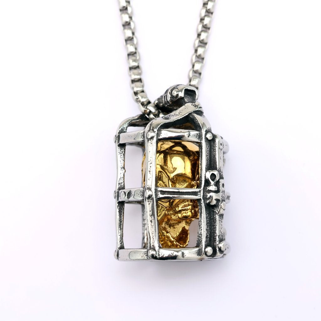 Stainless Steel Prison Cage Pendant Necklace Unisex Vintage Gothic Punk Style By Planderful