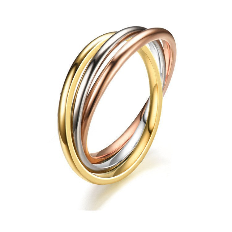 Planderful Three Chain Titanium Steel Ring For Women Gift