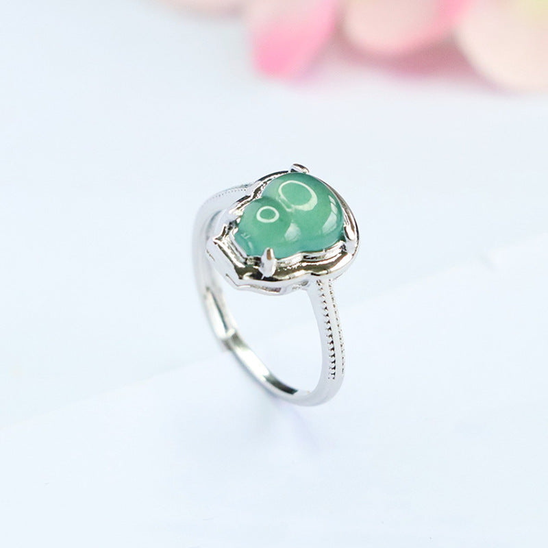 Blue Water Jadeite Gourd 10*8 mm Ring