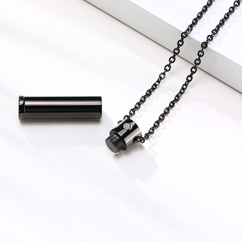 Sweater Chain Stainless Steel Single Zircon Open Urn Pendant