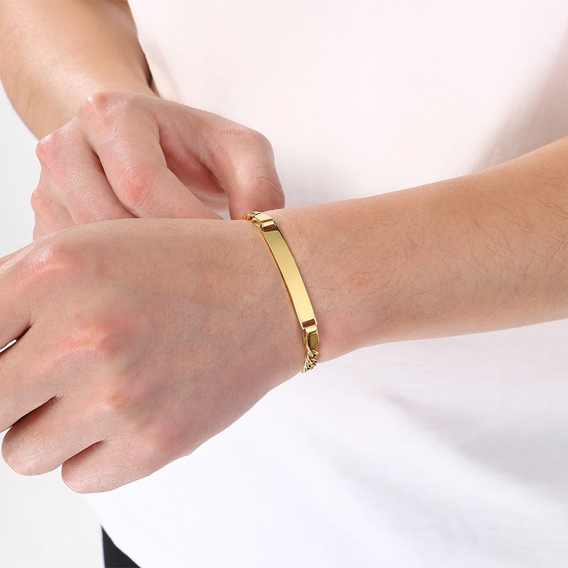 Stainless Steel Figaro Chain Bend Bracelet Nk Chain Cuban Chain Couple