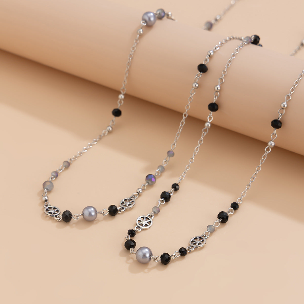 Retro Star-Shaped Fringed Sweater Chain For Imitation Pearls Stacked With Long Necklaces Necklace