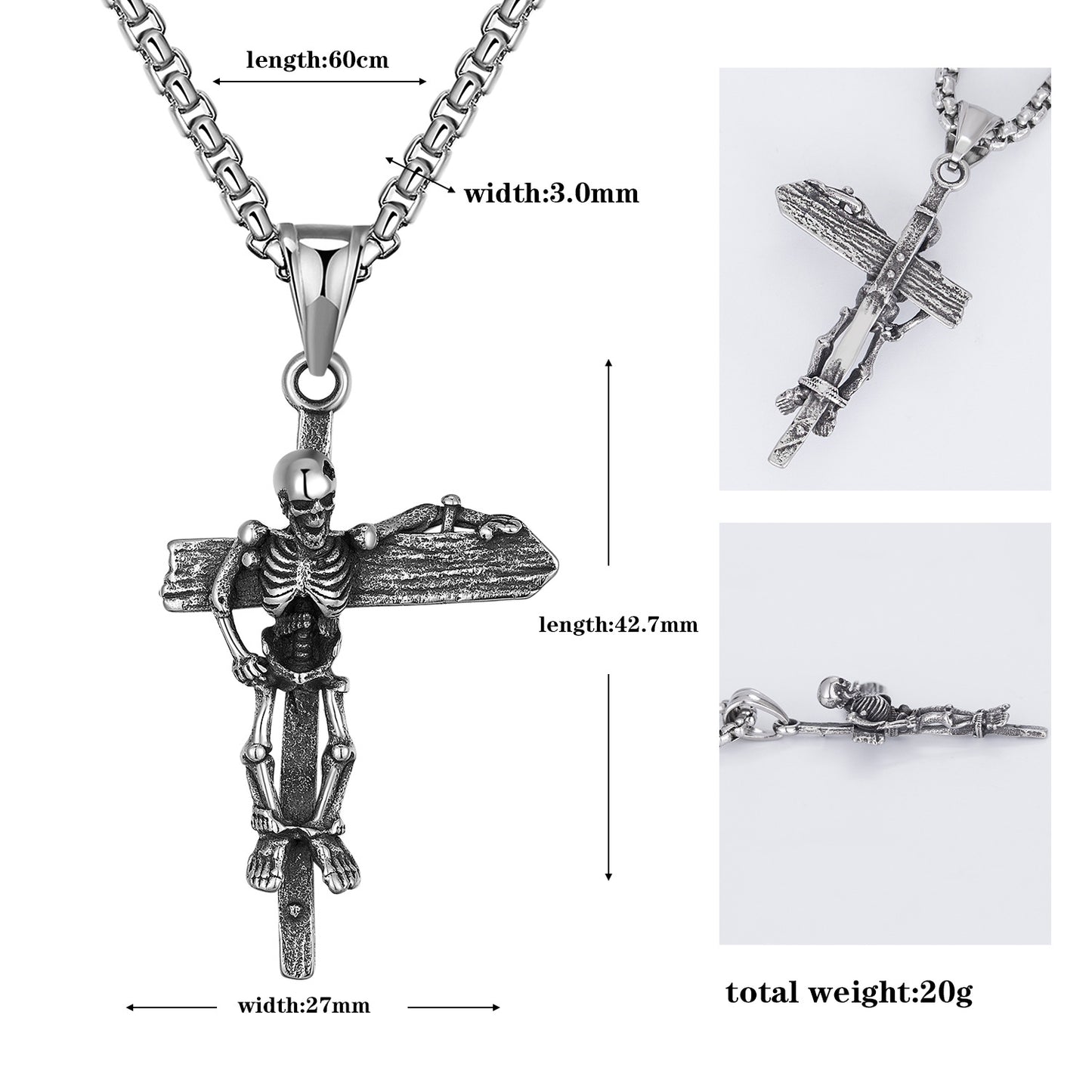 Steel Necklace – Vintage Skull Cross