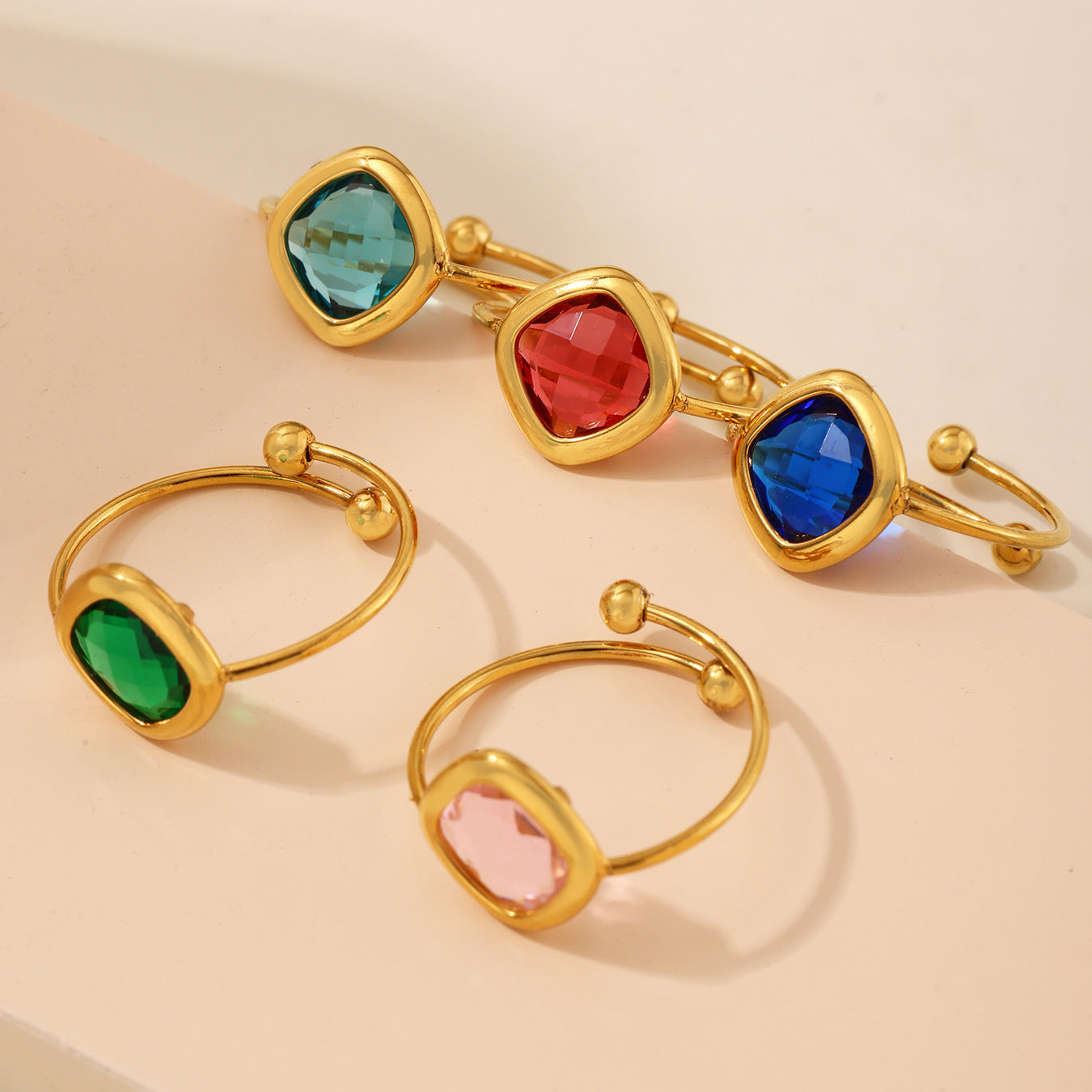 Planderful Square Czech Glass Ring For Women Everyday Wear