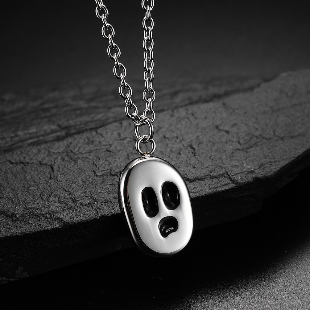 Ins Cold Wind Simple Stainless Steel Grimace Pendant Necklace