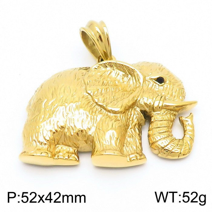 Retro Zircon Mascot Pendant, Classic Elephant Pendant Men Necklace