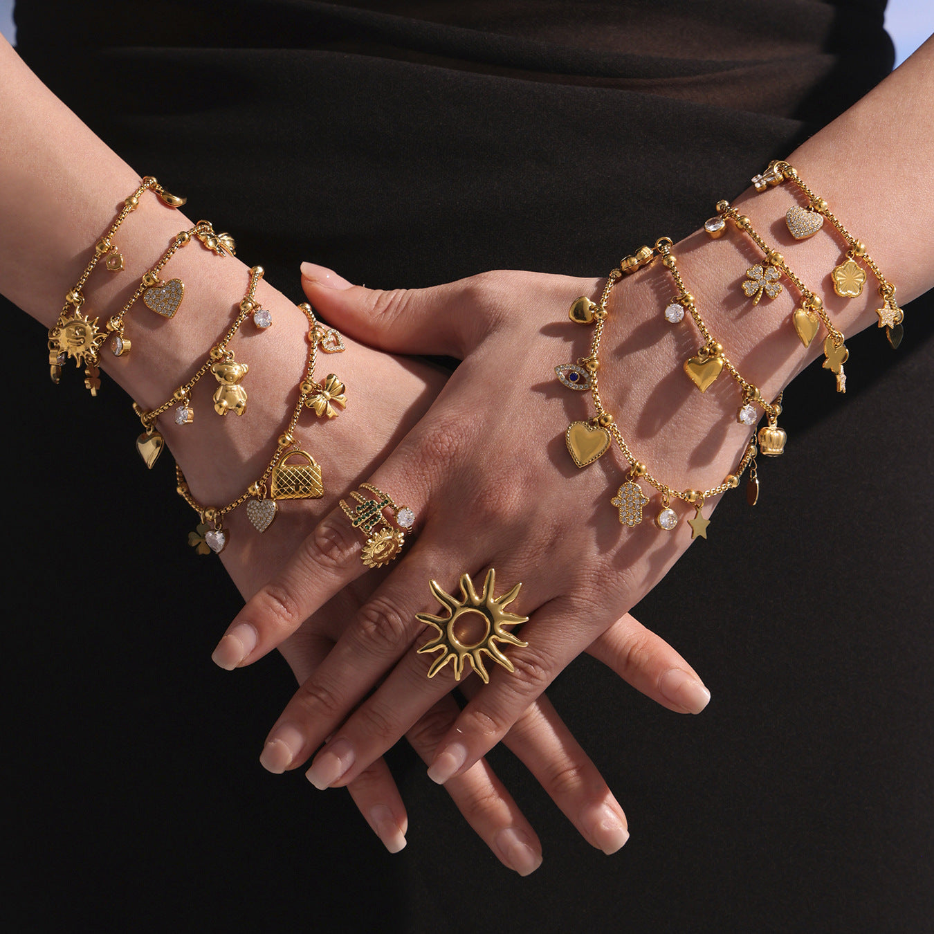 Planderful Zircon Love Bow Bracelet Anklet Women Gold Plated