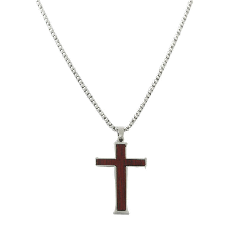 Men's Personalized Retro Titanium Steel Cross Pendant Necklace - Trendy Stainless Steel Design