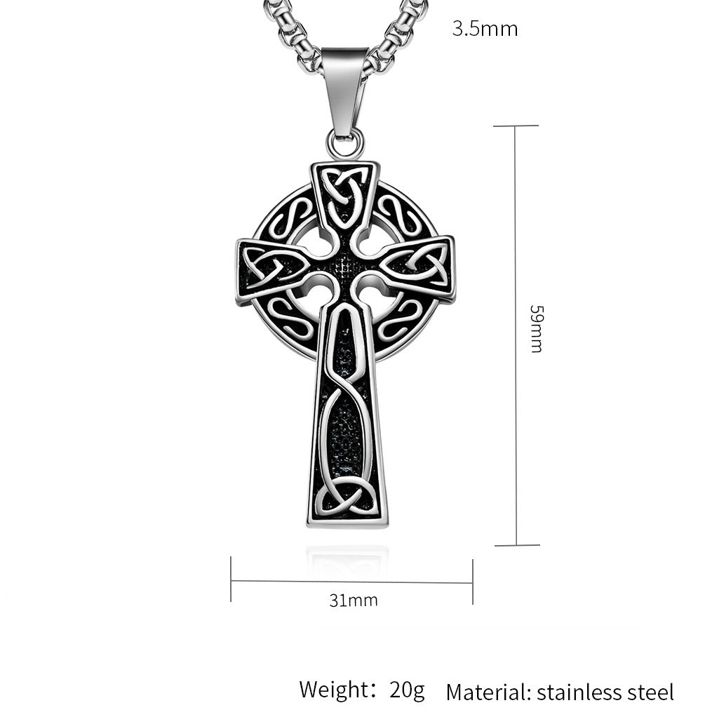 Planderful Stainless Steel Celtic Cross Necklace With Eternal Knot Symbol For Nordic Jewelry Lovers