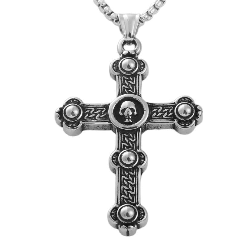 Personalized Retro Titanium Steel Cross Necklace for Men - Trendy Stainless Steel Pendant
