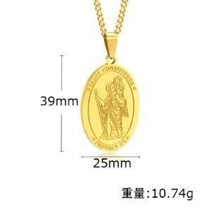 Saint Christopher Vintage Black Stainless Steel Pendant for Men