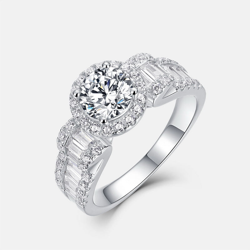 Planderful Geometric Moissanite Sterling Silver Ring – 6.5 × 6.5 mm, 1 ct – Style 1