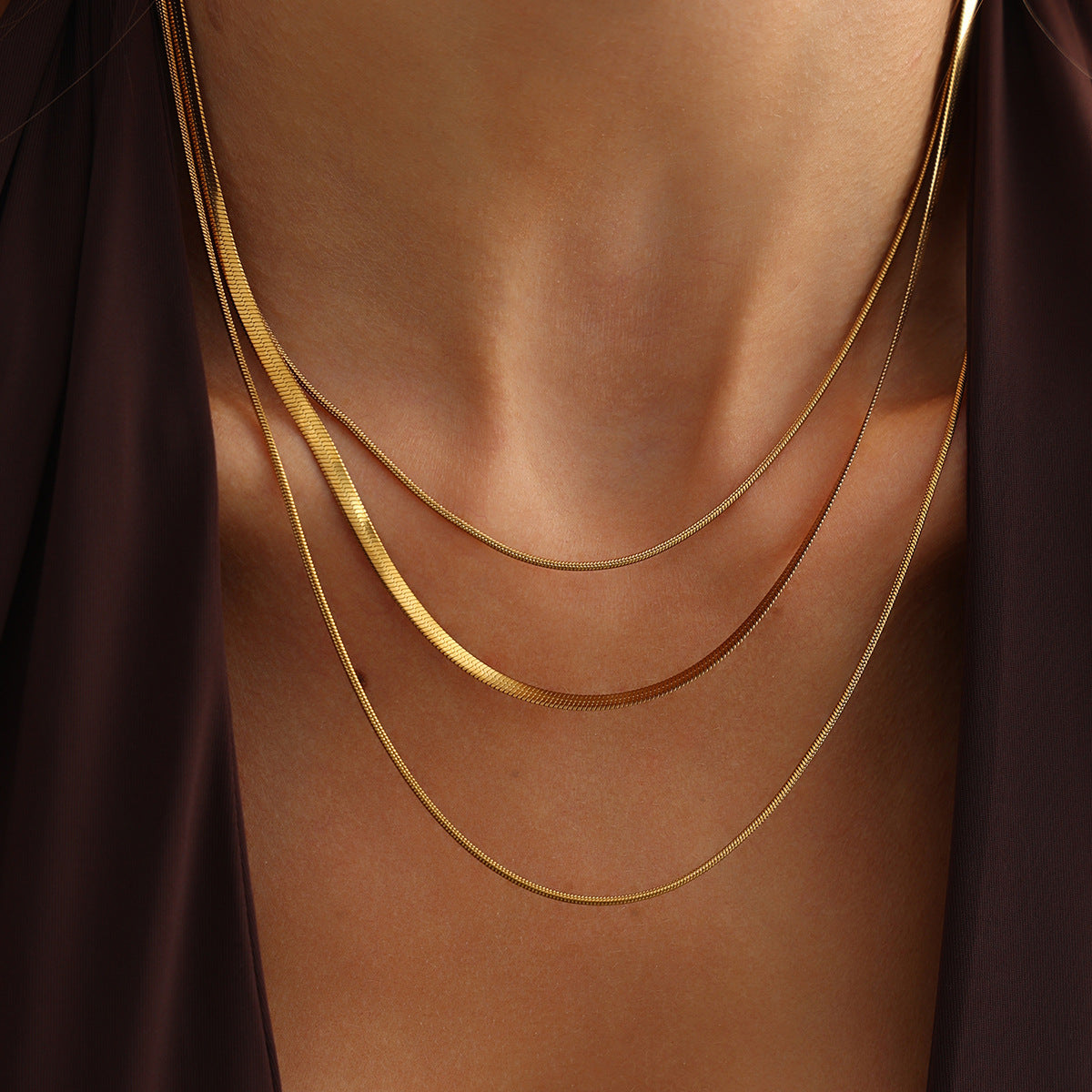 Cool Style Snake Bone Chain Necklace Cross Layered Necklace