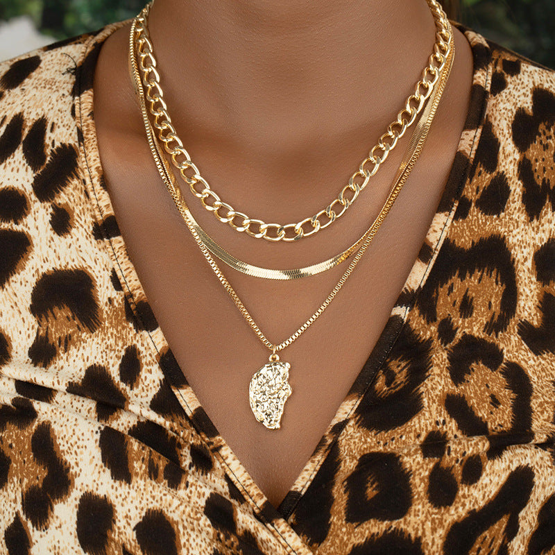Fashionable 3-Layer Metal Necklace - Vienna Verve Collection