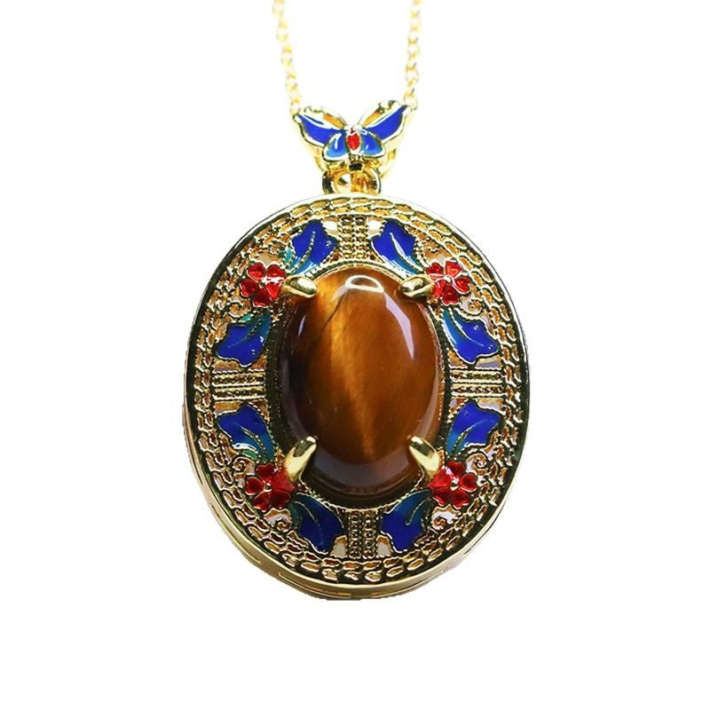 Yellow Tiger Eye Butterfly Pendant — No Chain