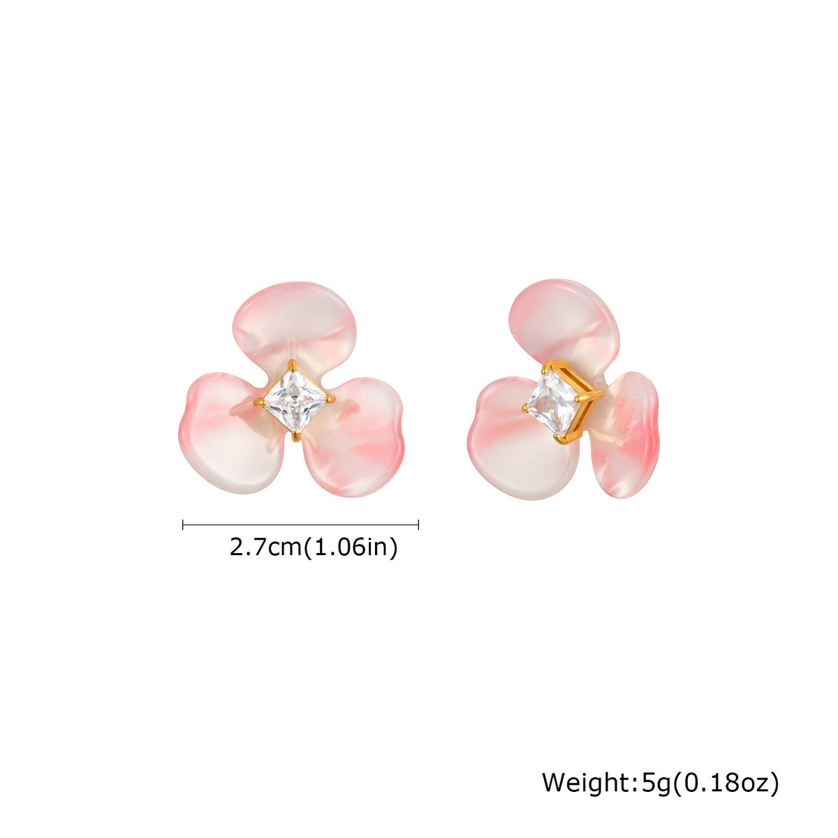 Stainless Steel Zircon Floral Earrings