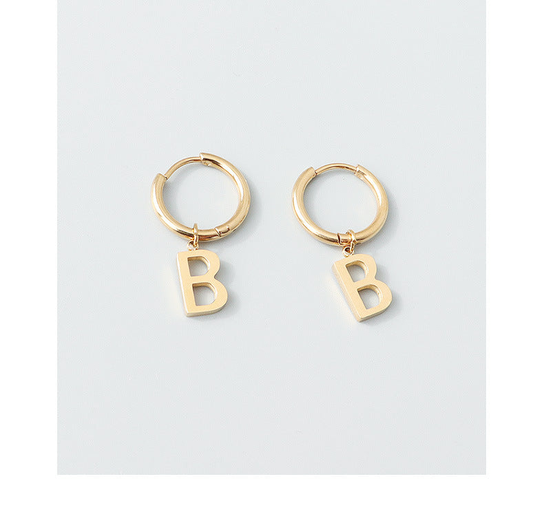 Retro Letter B Earrings - Trendy Titanium Steel Jewelry
