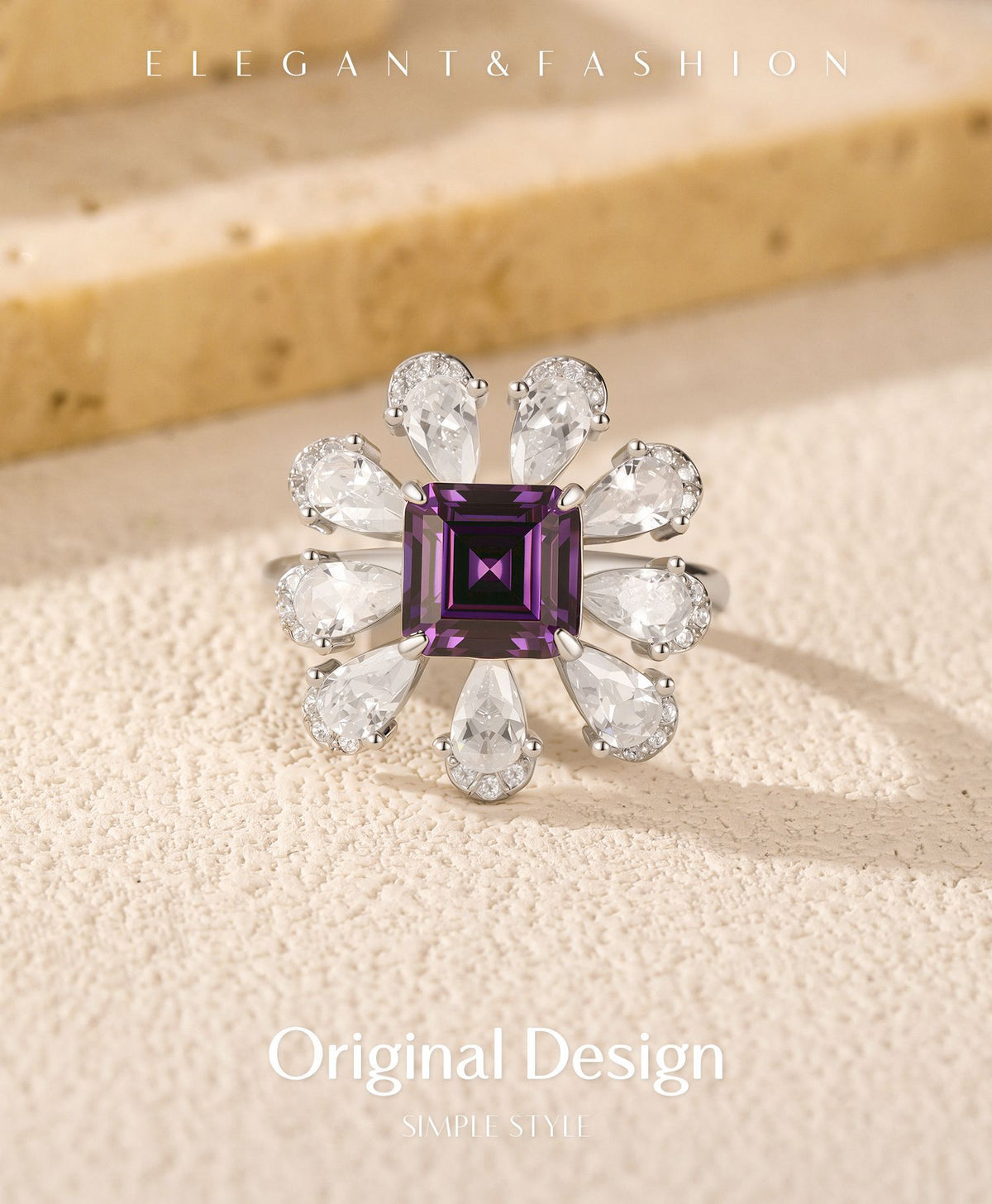 925 Sterling Silver Violet Zircon Ring