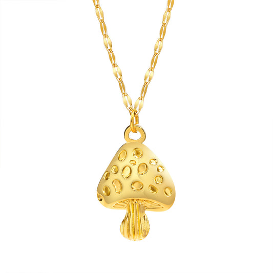 European And American Stainless Steel Gold Mushroom Earrings