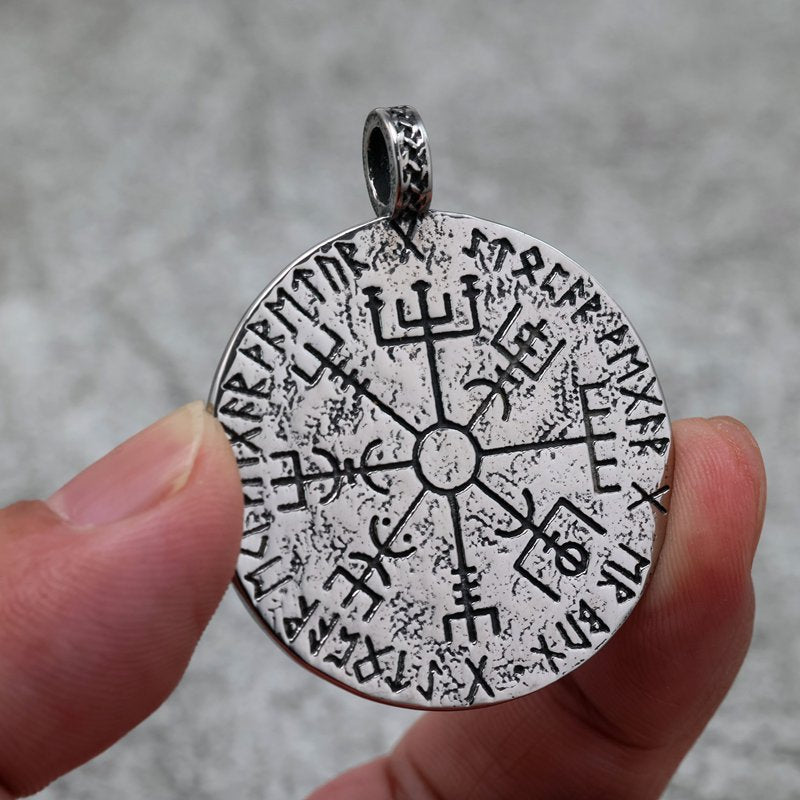 Viking Pendant Retro Stainless Steel Unisex Double Sided Norse Totem Necklace Planderful Norse Legacy