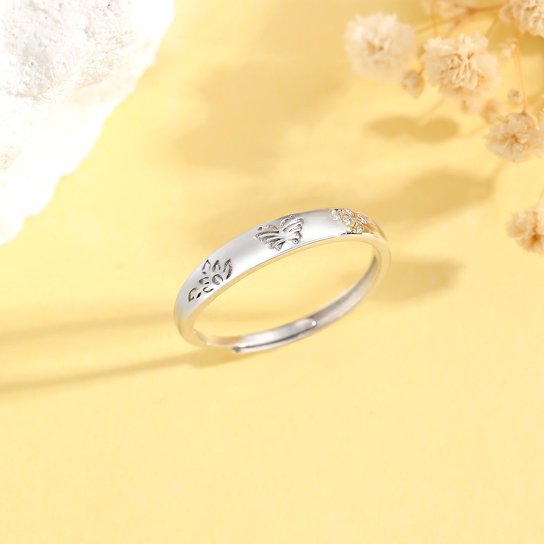Planderful Sterling Silver Butterfly Ring For Women Adjustable Open Tail Design Elegant Gift
