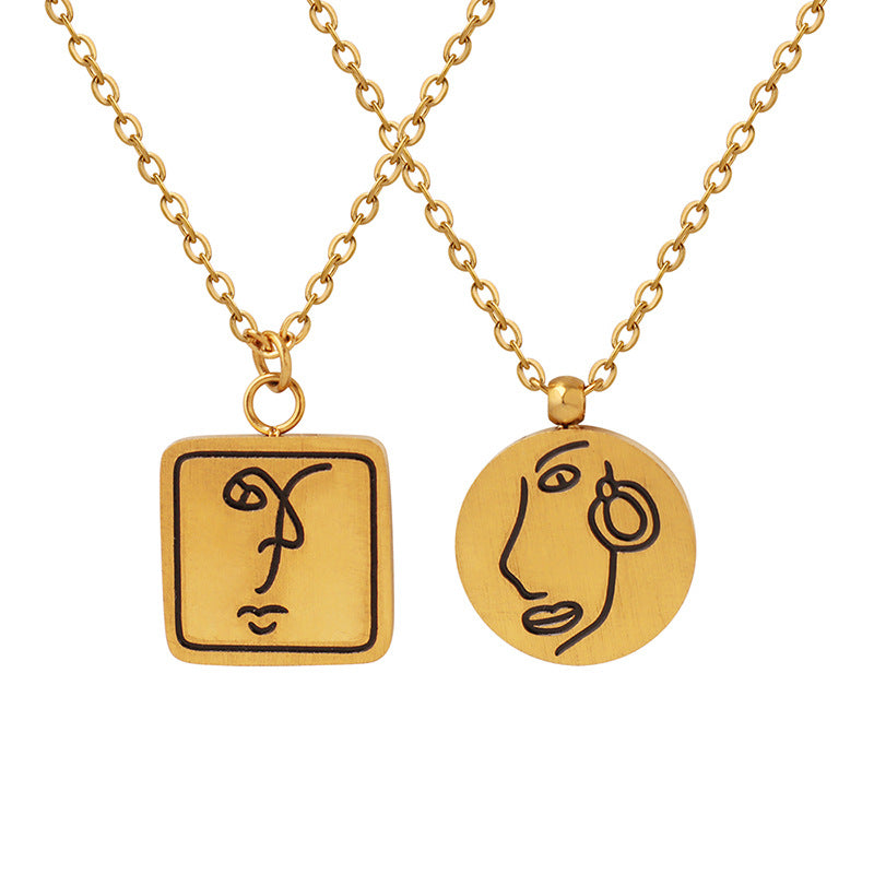 Captivating Parisian Square Medallion Necklace - Titanium Steel Jewelry