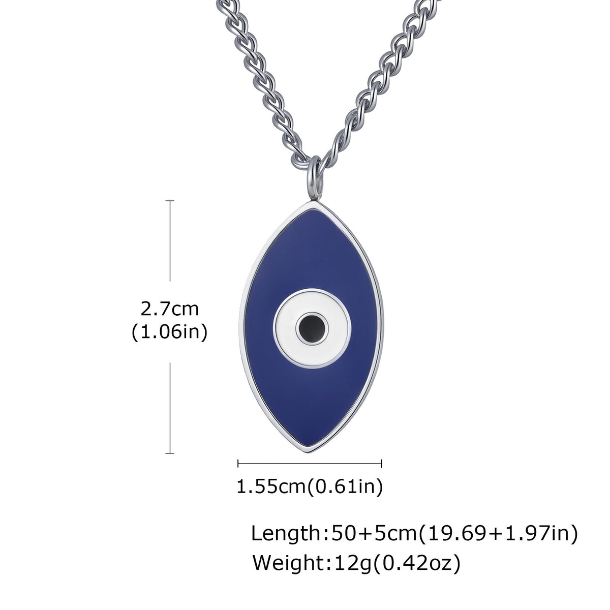 In Europe & America Men's Street Hip Hop Stainless Steel Corrosive Epoxy Devil's Eye Necklace