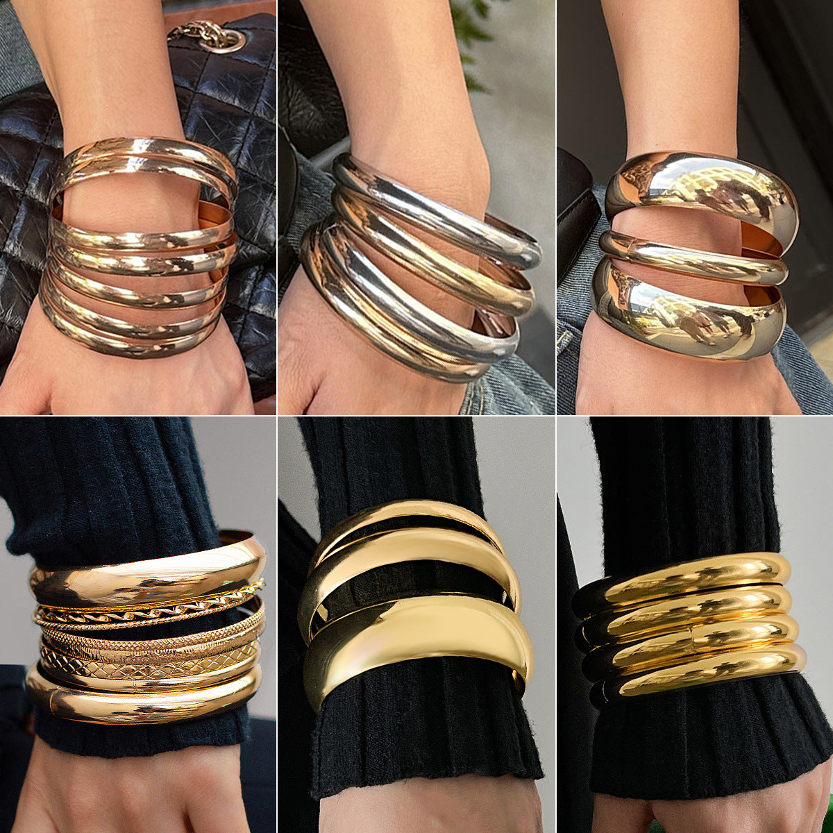 Bracelet Bracelet Retro Glossy Bracelet Set Exaggerated Snake Skin Threaded