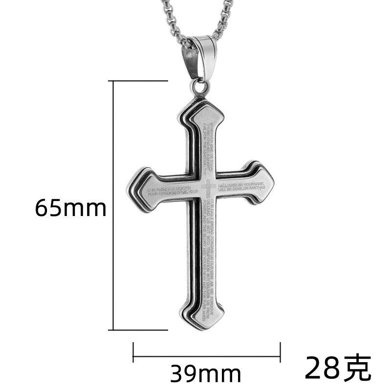 New Jewelry Titanium Steel Black Cross Pendant Necklace