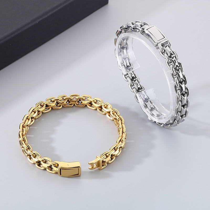 Interlocking Bracelet Necklace Hip Hop Titanium Steel Men