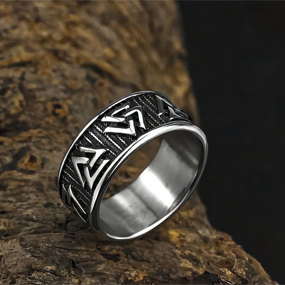 European And American Jewelry Wholesale Men's Titanium Steel Ring Viking Triangle Logo No Rust No Allergy