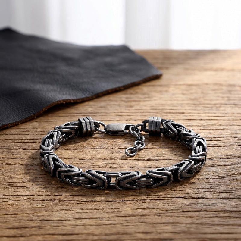 Byzantine Titanium Steel Bracelet – Hip Hop V-Shaped Emperor Chain 6mm Stainless Steel