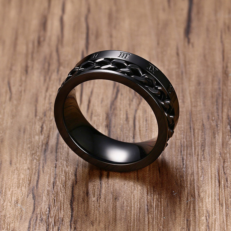 Beer Bottle Cap Ring Titanium Steel Roman Numerals Ring