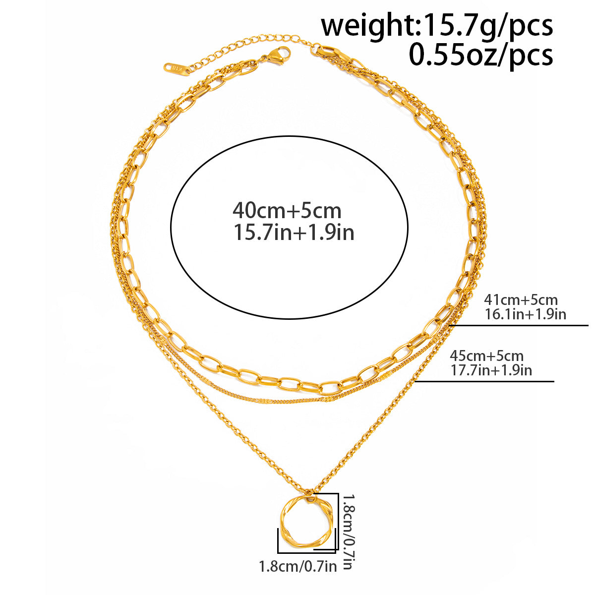 Minimalist Ring Layered Stainless Steel Necklace