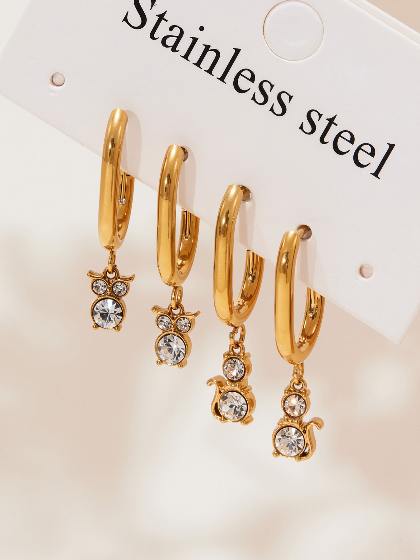 Planderful Zircon Kitten Pendant Earrings for Cat Lovers