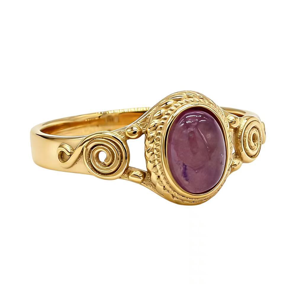 Titanium Steel Ring Unisex Retro Hollow Stone Statement By Planderful Everyday Genie Collection For Men And Women