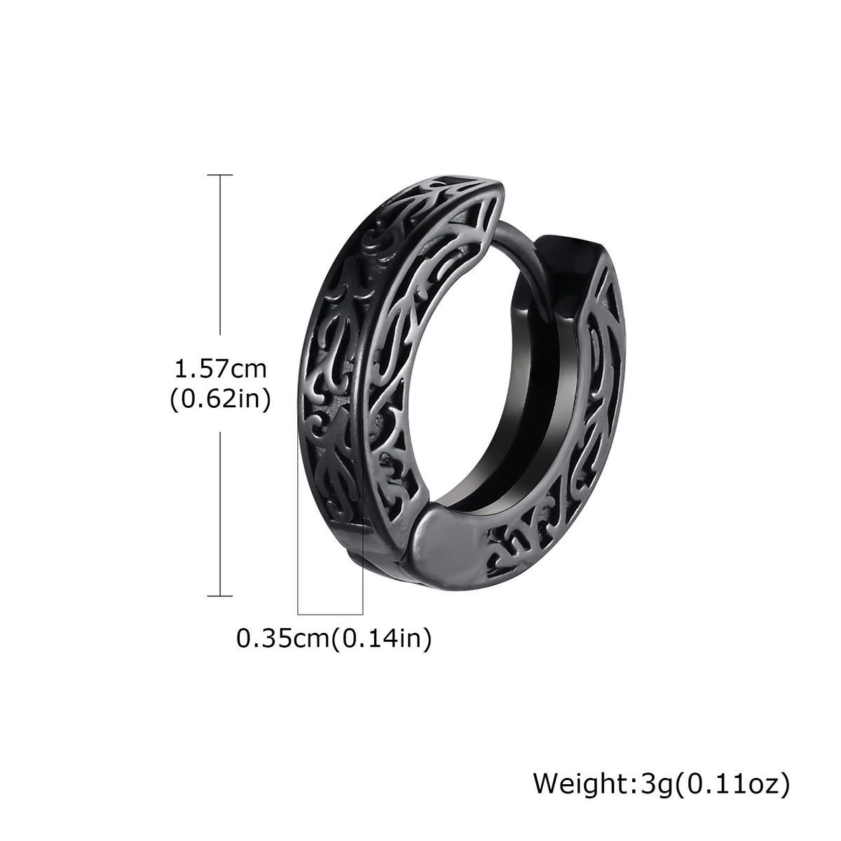 Filigree Huggie Hoop Earring — Single, 3 Finishes